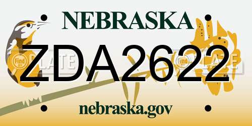 ZDA2622 Nebraska License Plate