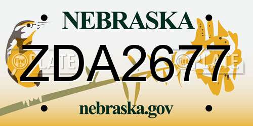 ZDA2677 Nebraska License Plate