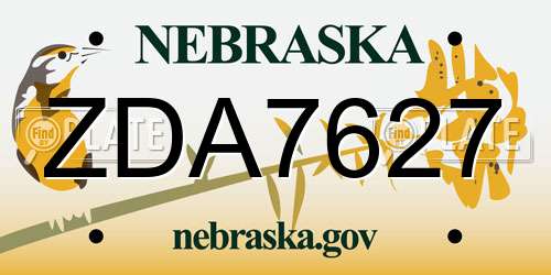 ZDA7627 Nebraska License Plate