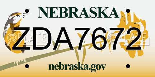 ZDA7672 Nebraska License Plate