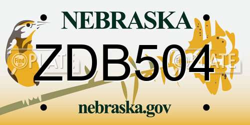 ZDB504 Nebraska License Plate