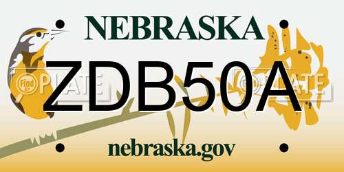 ZDB50A Nebraska License Plate