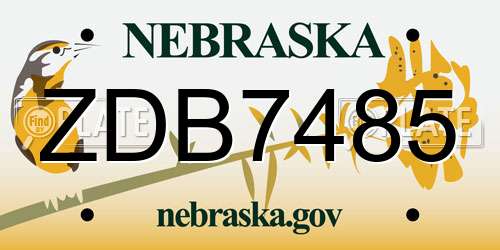 ZDB7485 Nebraska License Plate
