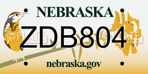 ZDB804 Nebraska License Plate