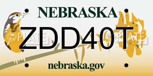 ZDD40T Nebraska License Plate