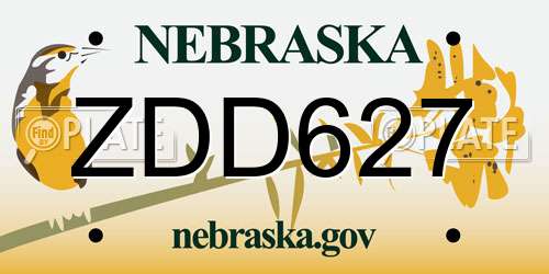 ZDD627 Nebraska License Plate