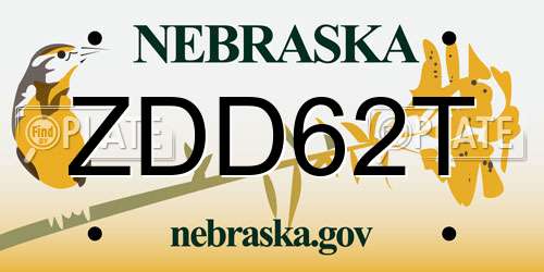 ZDD62T Nebraska License Plate