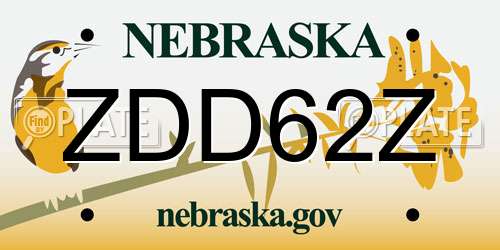 ZDD62Z Nebraska License Plate