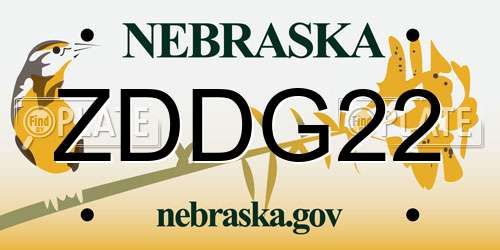 ZDDG22 Nebraska License Plate