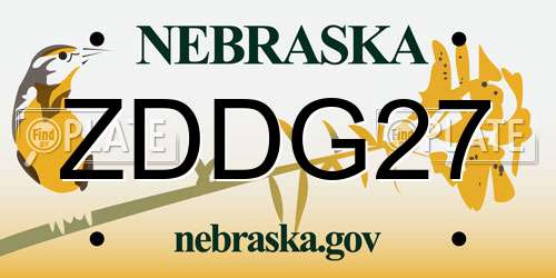 ZDDG27 Nebraska License Plate