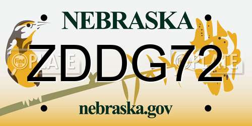 ZDDG72 Nebraska License Plate