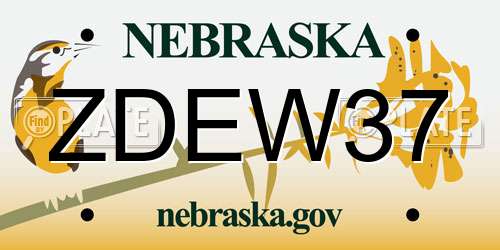 ZDEW37 Nebraska License Plate