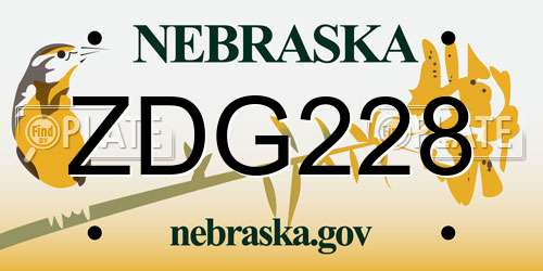 ZDG228 Nebraska License Plate