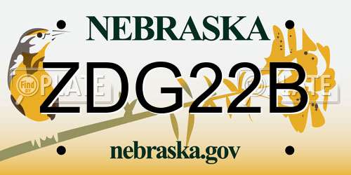 ZDG22B Nebraska License Plate