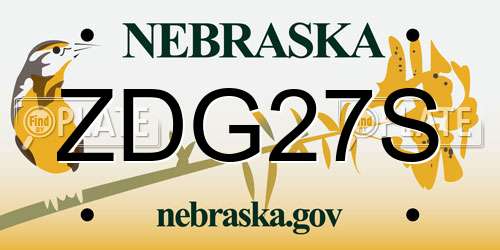 ZDG27S Nebraska License Plate