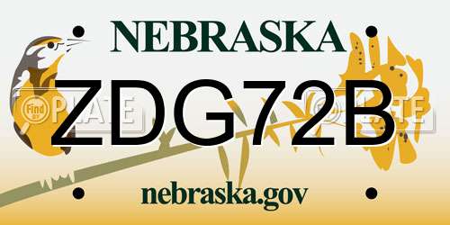 ZDG72B Nebraska License Plate