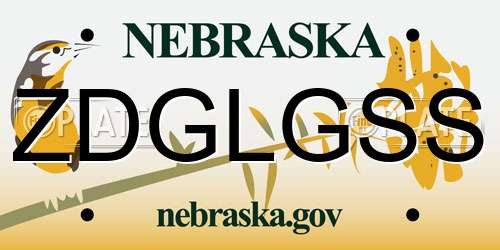 ZDGLGSS Nebraska License Plate