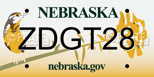 ZDGT28 Nebraska License Plate