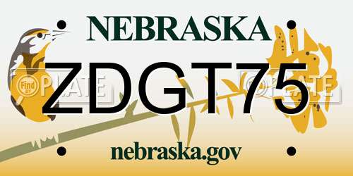 ZDGT75 Nebraska License Plate