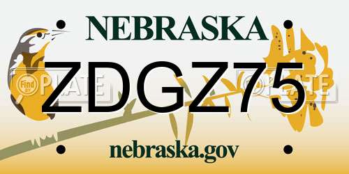 ZDGZ75 Nebraska License Plate