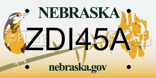 ZDI45A Nebraska License Plate