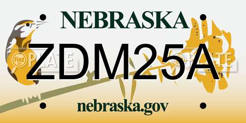 ZDM25A Nebraska License Plate