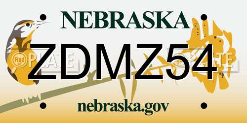 ZDMZ54 Nebraska License Plate