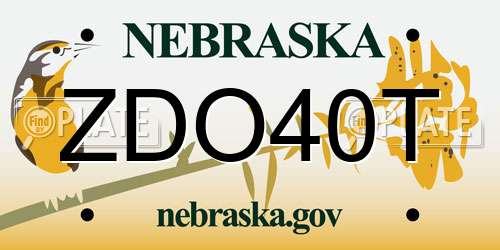 ZDO40T Nebraska License Plate