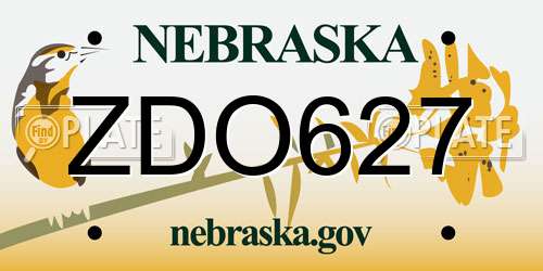 ZDO627 Nebraska License Plate