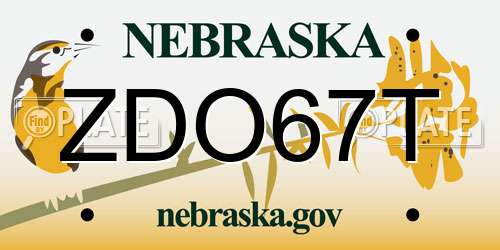 ZDO67T Nebraska License Plate