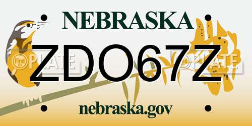 ZDO67Z Nebraska License Plate