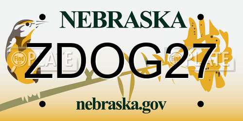 ZDOG27 Nebraska License Plate