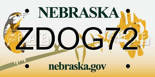 ZDOG72 Nebraska License Plate