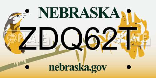ZDQ62T Nebraska License Plate