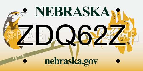 ZDQ62Z Nebraska License Plate