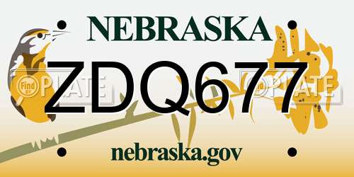 ZDQ677 Nebraska License Plate