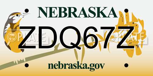 ZDQ67Z Nebraska License Plate