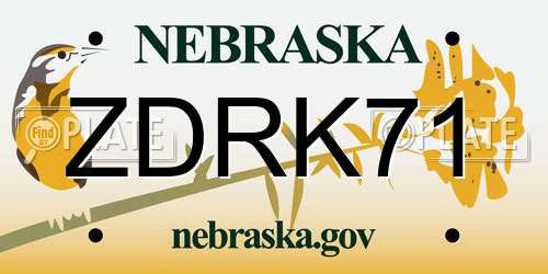 ZDRK71 Nebraska License Plate