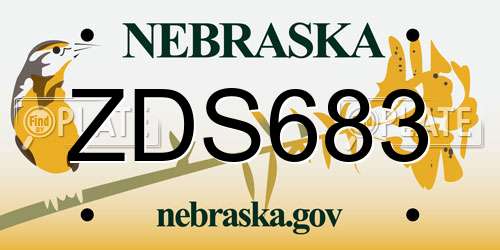 ZDS683 Nebraska License Plate