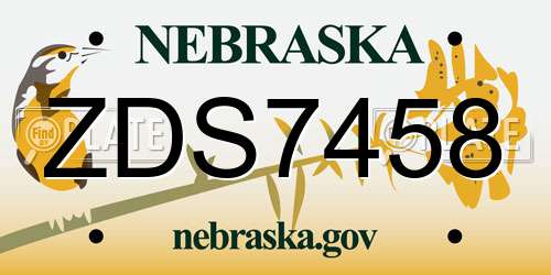 ZDS7458 Nebraska License Plate