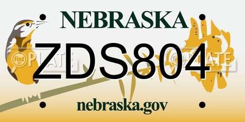 ZDS804 Nebraska License Plate