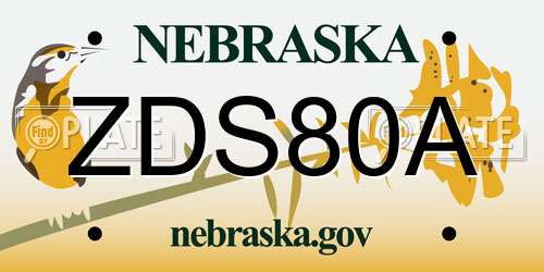 ZDS80A Nebraska License Plate