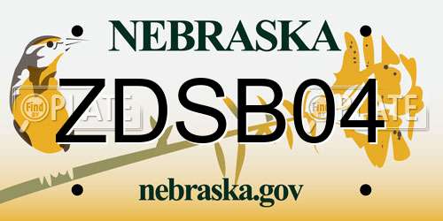 ZDSB04 Nebraska License Plate