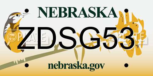 ZDSG53 Nebraska License Plate