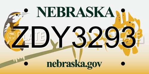 ZDY3293 Nebraska License Plate