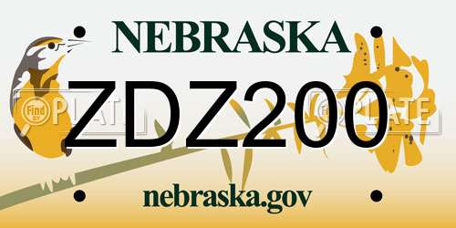 ZDZ200 Nebraska License Plate