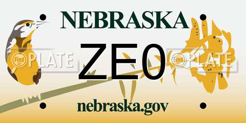 ZE0 Nebraska License Plate