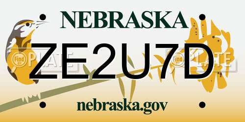 ZE2U7D Nebraska License Plate