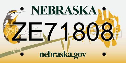 ZE71808 Nebraska License Plate