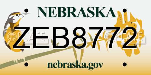 ZEB8772 Nebraska License Plate